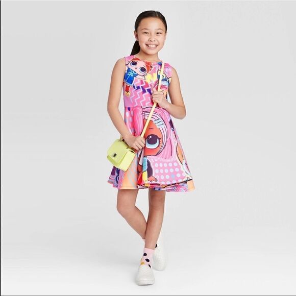 Girls LOL Doll Themed Sleeveless Dress - Picture 3 of 9